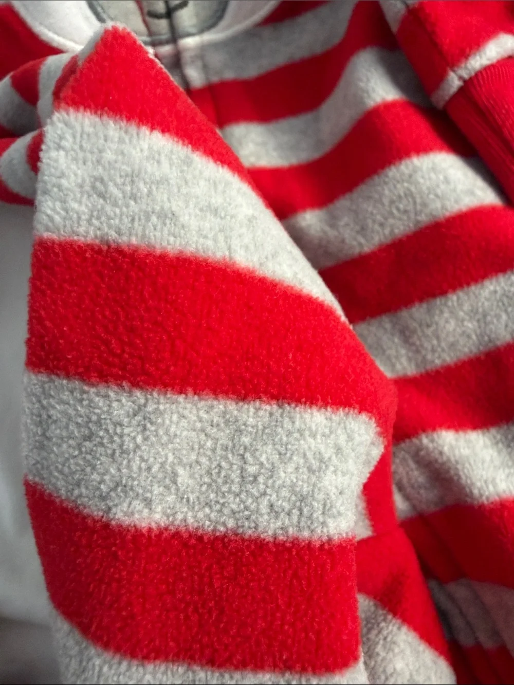 Kids Red & Gray Bear Stripe winter holiday One-Piece 6-9 months